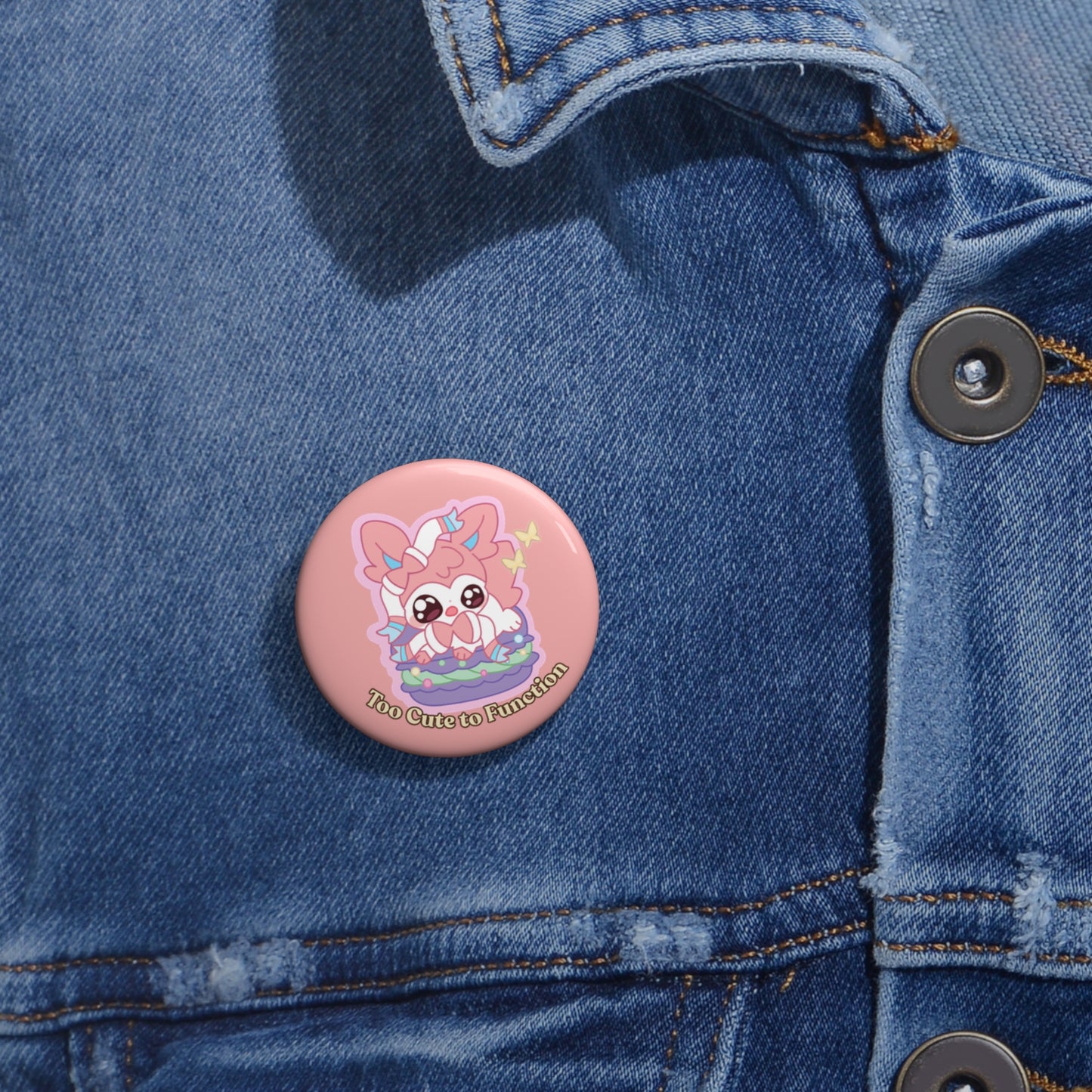 Too Cute to Function Sylvepuff Pin Button