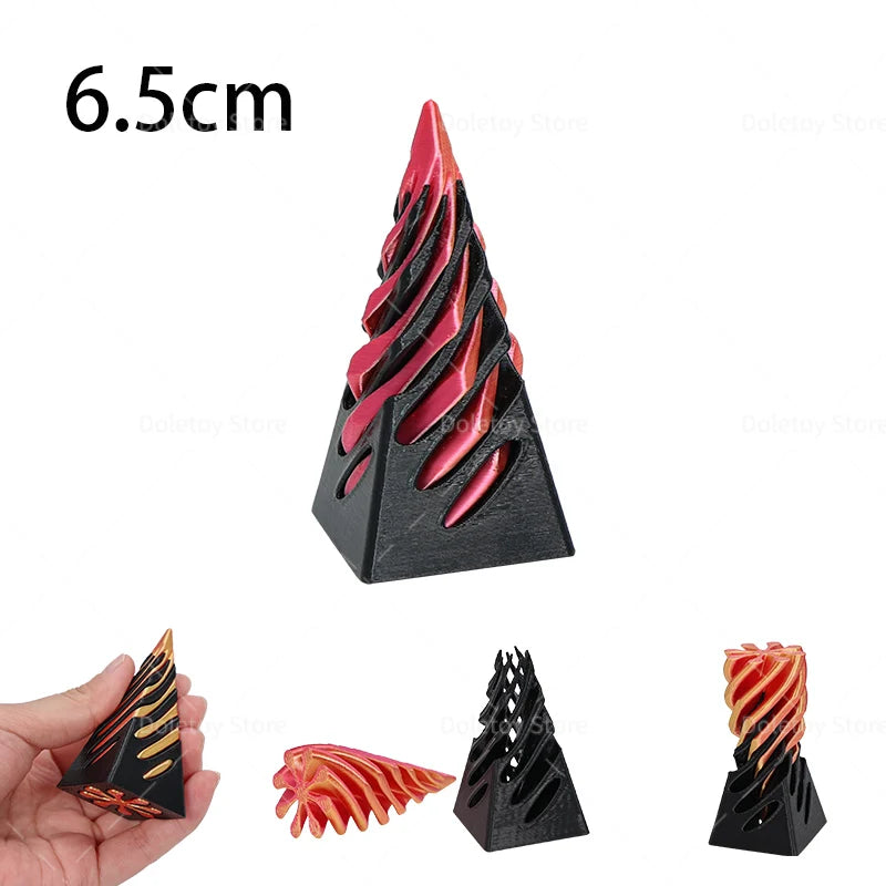 3D Printed Illusion Fidget Toy – Spiral Cone, Pyramid & Vortex Sculpture for Desk or Gift