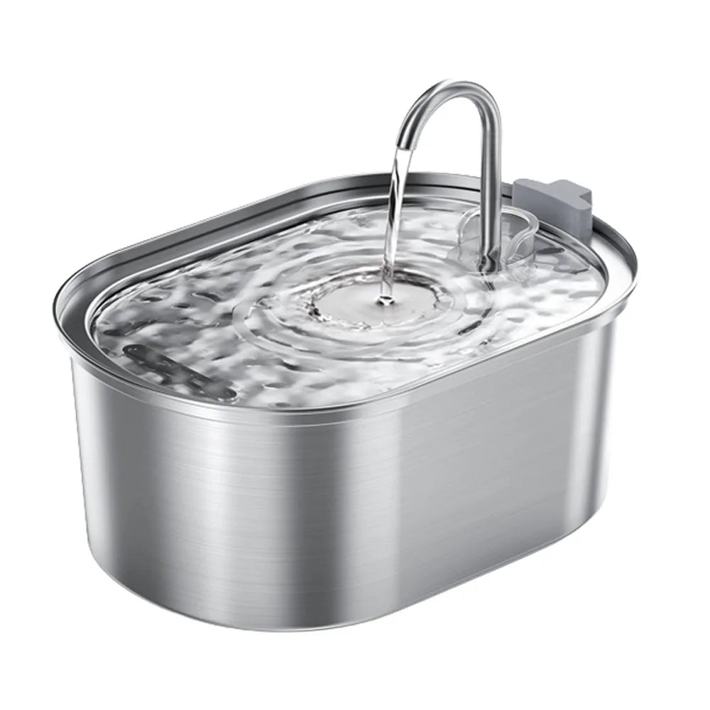 Stainless Steel Pet Water Fountain – Ultra-Quiet, Large Capacity, & Double Filtration
