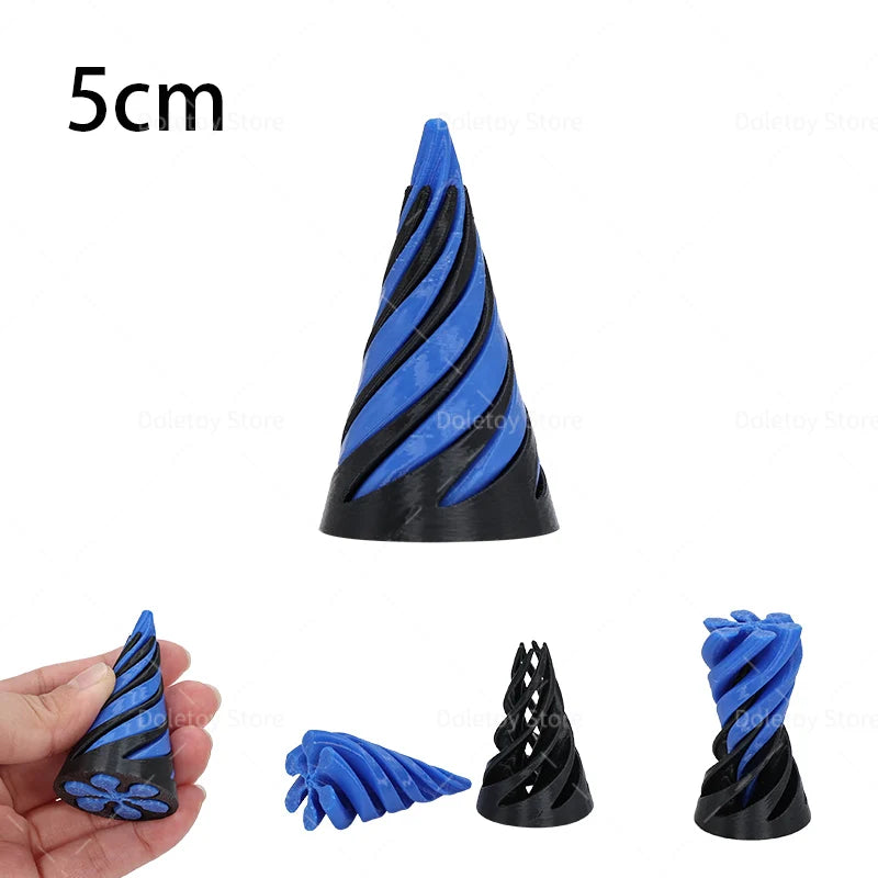 3D Printed Illusion Fidget Toy – Spiral Cone, Pyramid & Vortex Sculpture for Desk or Gift