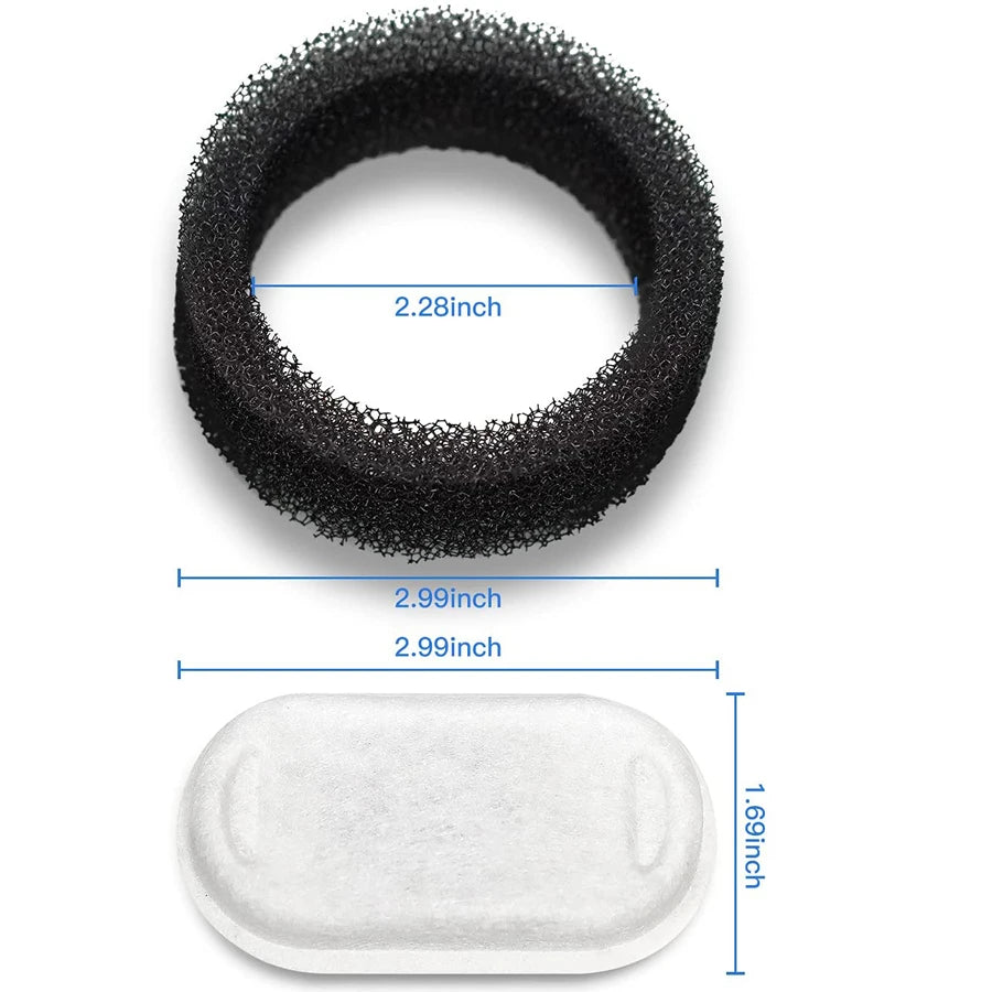 Carbon Replacement Filters – Fits Stainless Steel Cat Water Fountains & Pet Dispensers (4 and 8-Pack)