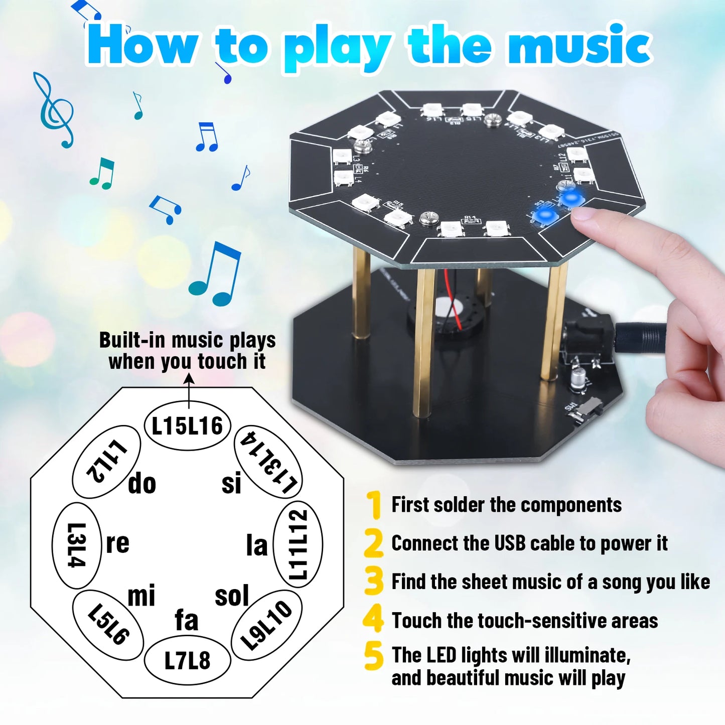 Hands-On Electronic Drum Soldering Kit – Touch Sensing Music Project for DIY & STEM Enthusiasts