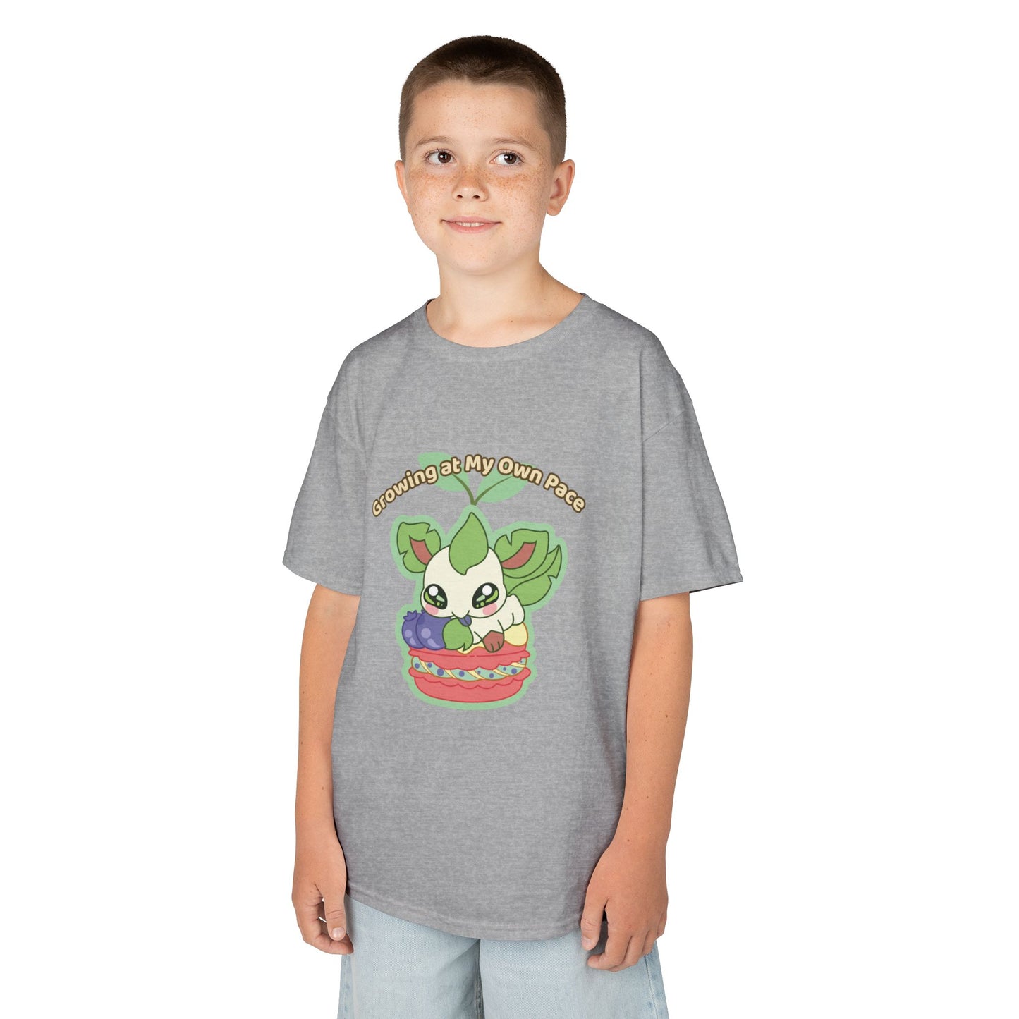 Kids Tee — Cute "Growing in My Own Pace" Leafberrycrisp Graphic