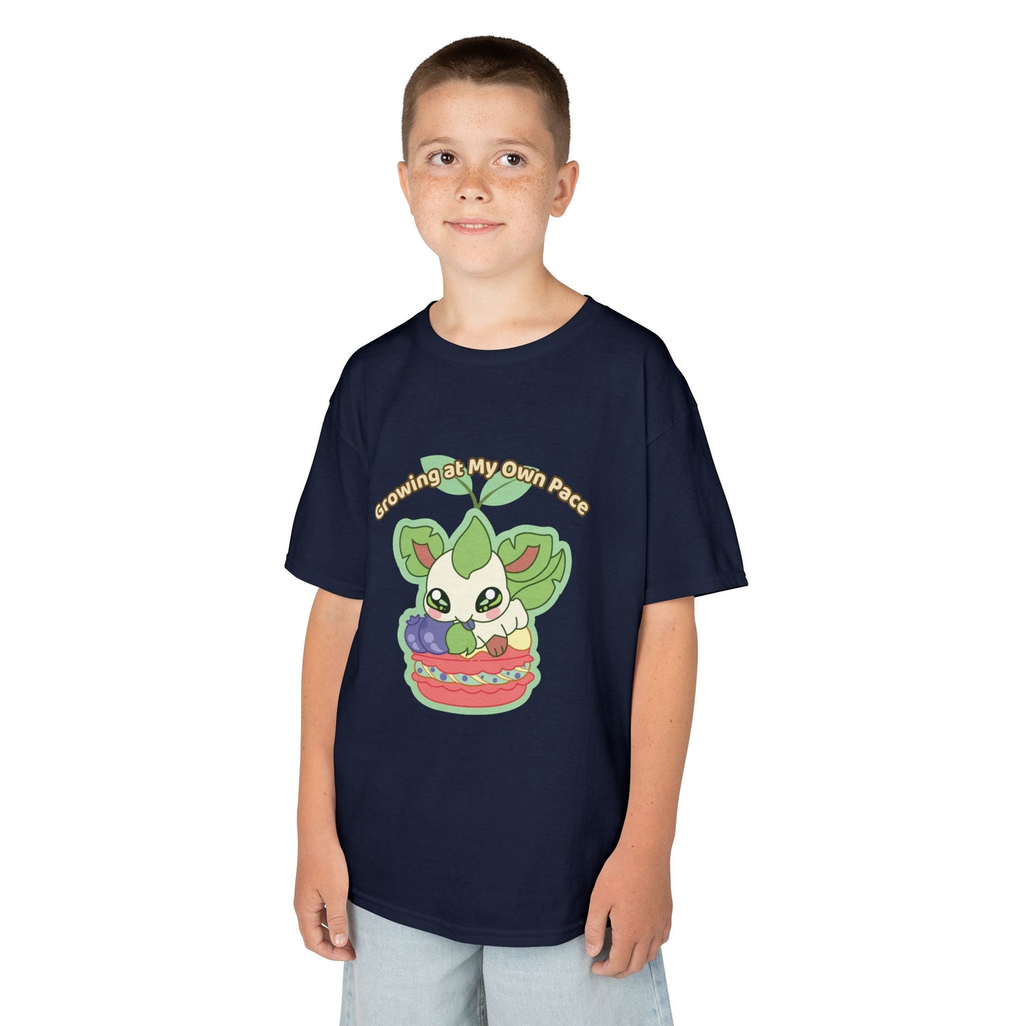 Kids Tee — Cute "Growing in My Own Pace" Leafberrycrisp Graphic