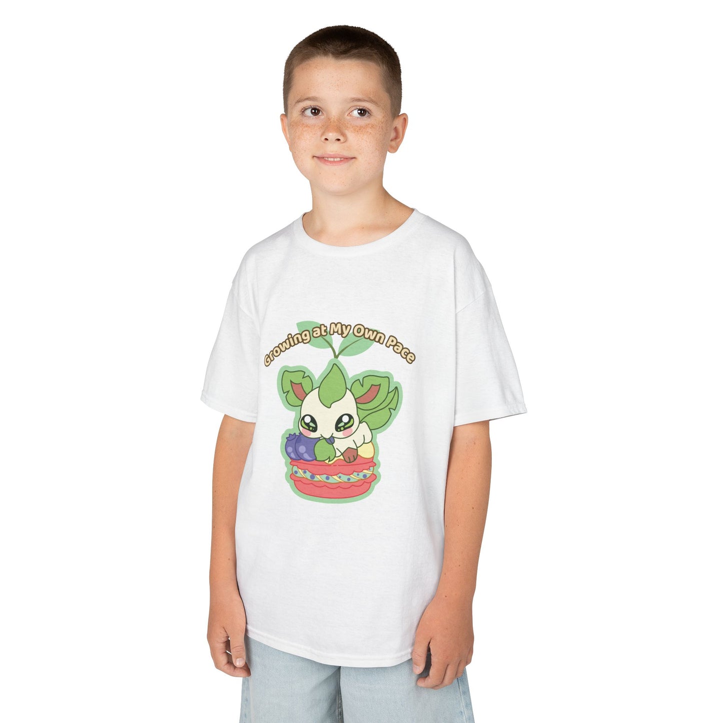 Kids Tee — Cute "Growing in My Own Pace" Leafberrycrisp Graphic