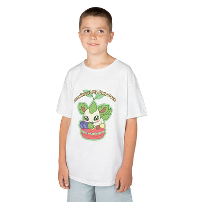 Kids Tee — Cute "Growing in My Own Pace" Leafberrycrisp Graphic