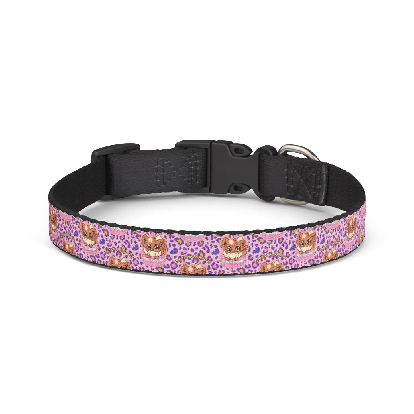 Pink Mosaic Cat Face Clip-on Pet Collar — Cute Floral Pattern for Small Dogs & Cats