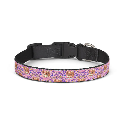 Pink Mosaic Cat Face Clip-on Pet Collar — Cute Floral Pattern for Small Dogs & Cats