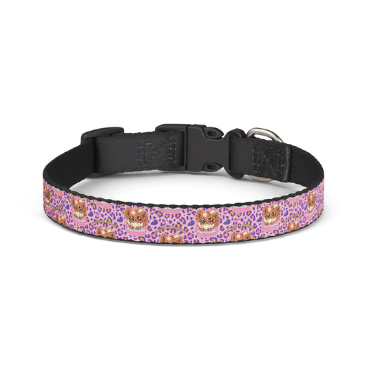 Pink Mosaic Cat Face Clip-on Pet Collar — Cute Floral Pattern for Small Dogs & Cats