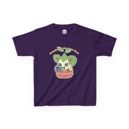 Kids Tee — Cute "Growing in My Own Pace" Leafberrycrisp Graphic