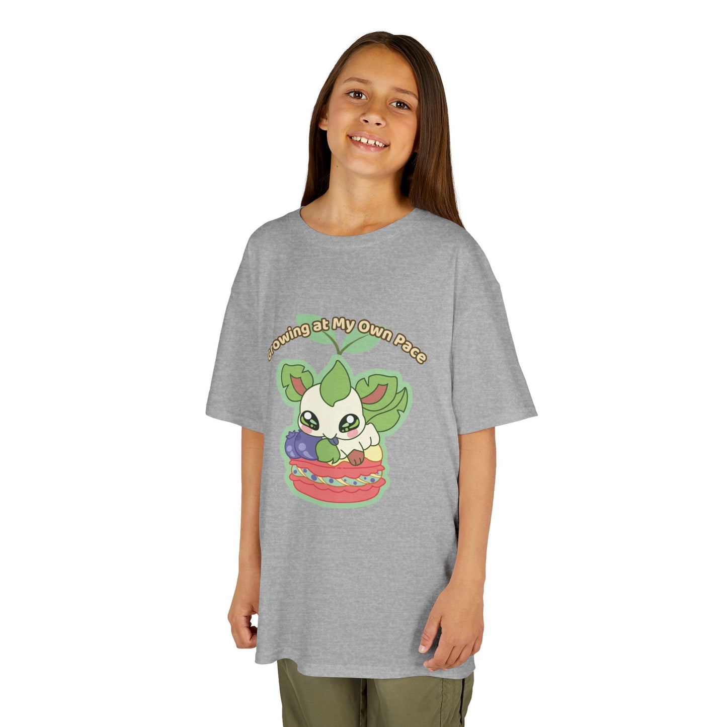 Kids Tee — Cute "Growing in My Own Pace" Leafberrycrisp Graphic
