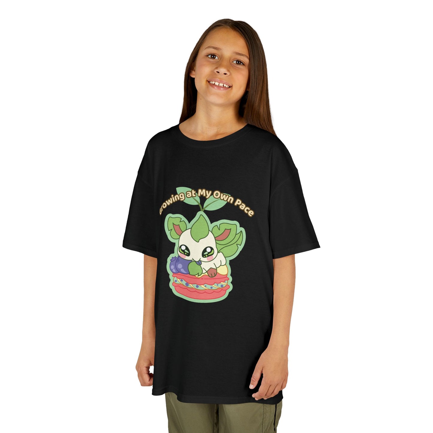 Kids Tee — Cute "Growing in My Own Pace" Leafberrycrisp Graphic