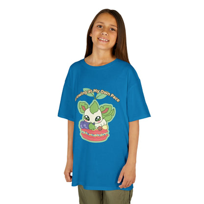 Kids Tee — Cute "Growing in My Own Pace" Leafberrycrisp Graphic