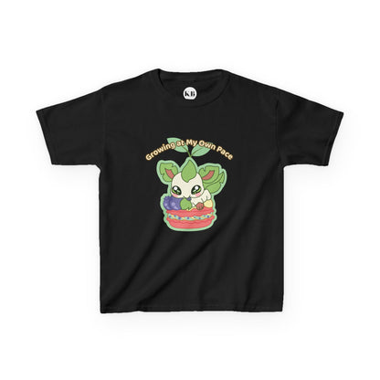Kids Tee — Cute "Growing in My Own Pace" Leafberrycrisp Graphic