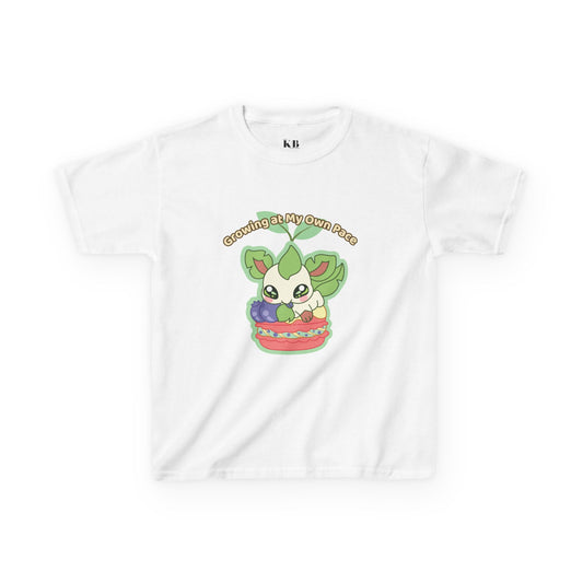 Kids Tee — Cute "Growing in My Own Pace" Leafberrycrisp Graphic