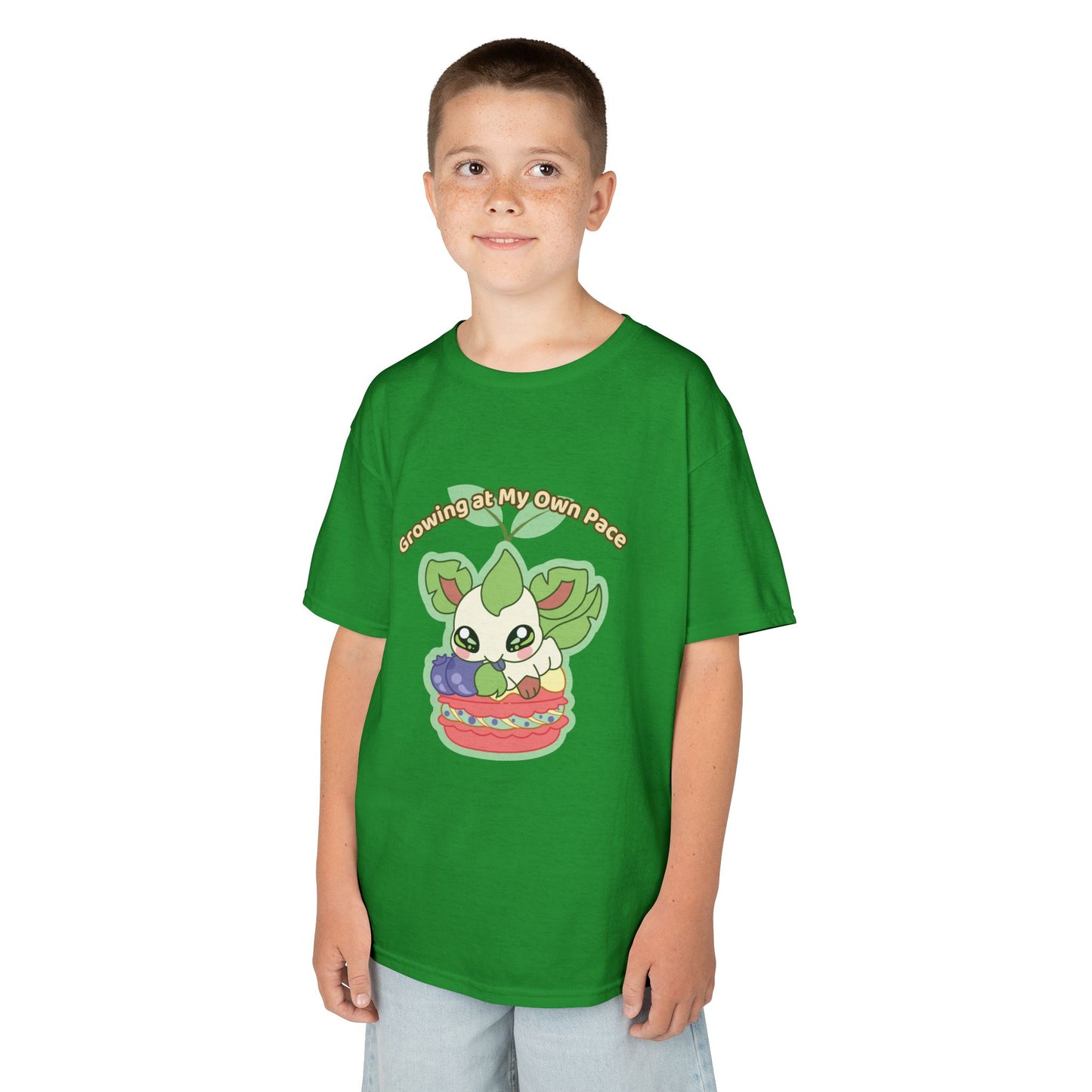 Kids Tee — Cute "Growing in My Own Pace" Leafberrycrisp Graphic