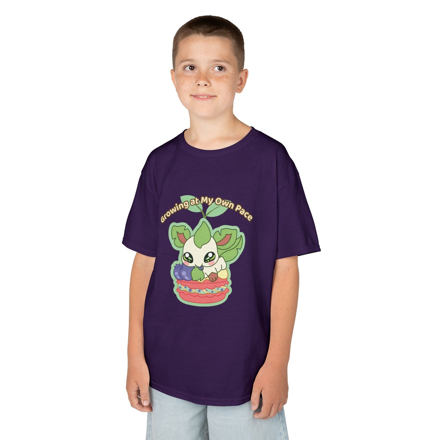 Kids Tee — Cute "Growing in My Own Pace" Leafberrycrisp Graphic