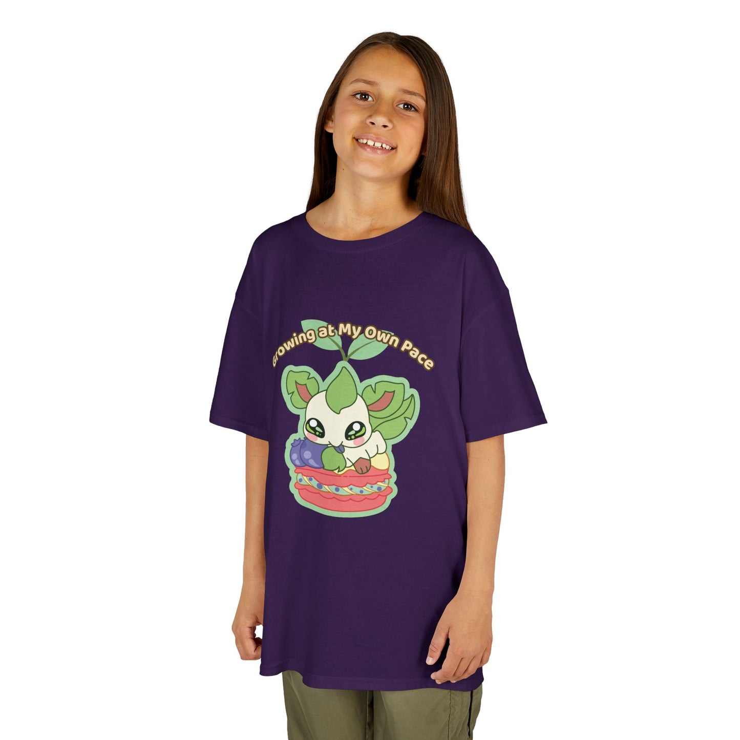 Kids Tee — Cute "Growing in My Own Pace" Leafberrycrisp Graphic