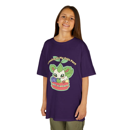 Kids Tee — Cute "Growing in My Own Pace" Leafberrycrisp Graphic
