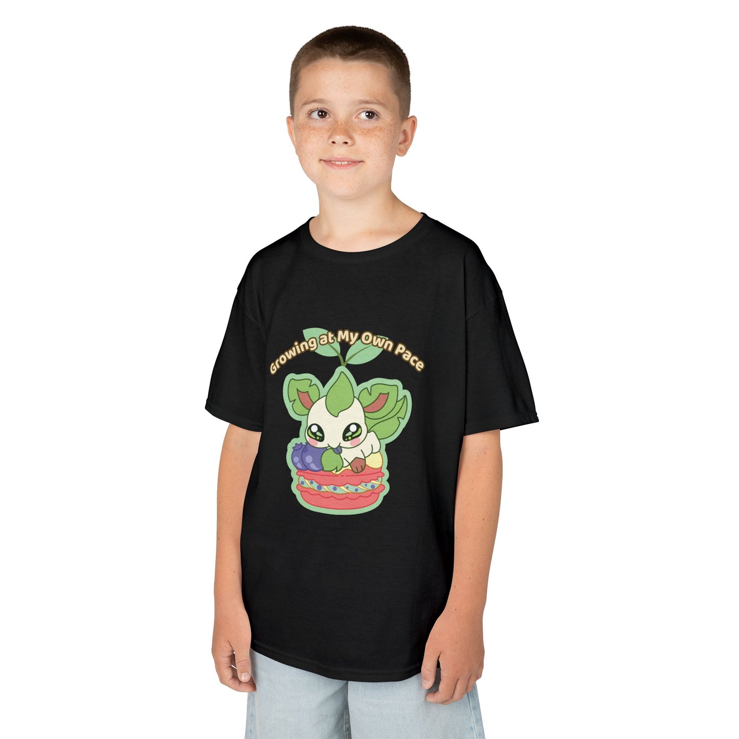 Kids Tee — Cute "Growing in My Own Pace" Leafberrycrisp Graphic