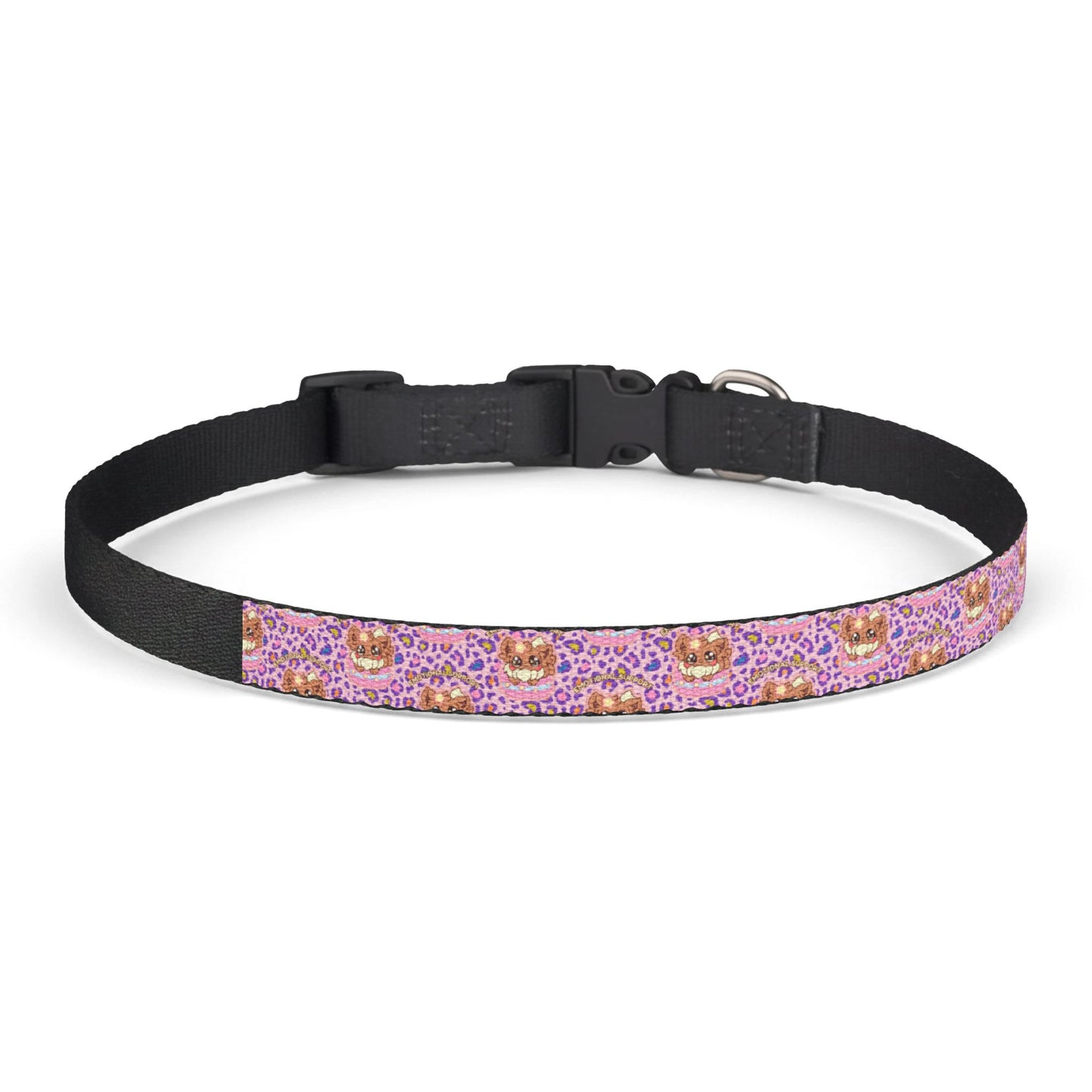 Pink Mosaic Cat Face Clip-on Pet Collar — Cute Floral Pattern for Small Dogs & Cats