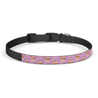 Pink Mosaic Cat Face Clip-on Pet Collar — Cute Floral Pattern for Small Dogs & Cats
