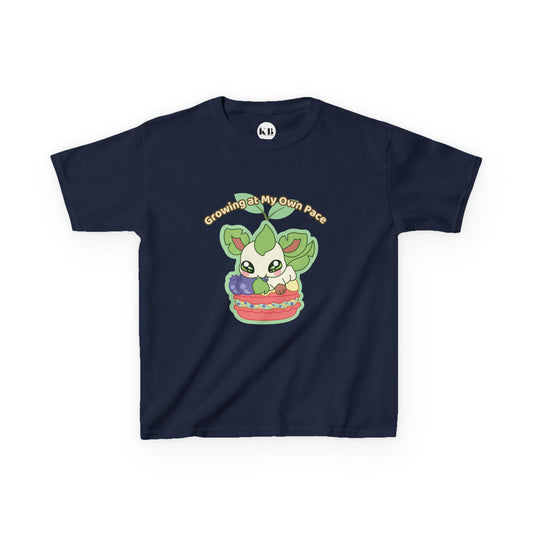 Kids Tee — Cute "Growing in My Own Pace" Leafberrycrisp Graphic