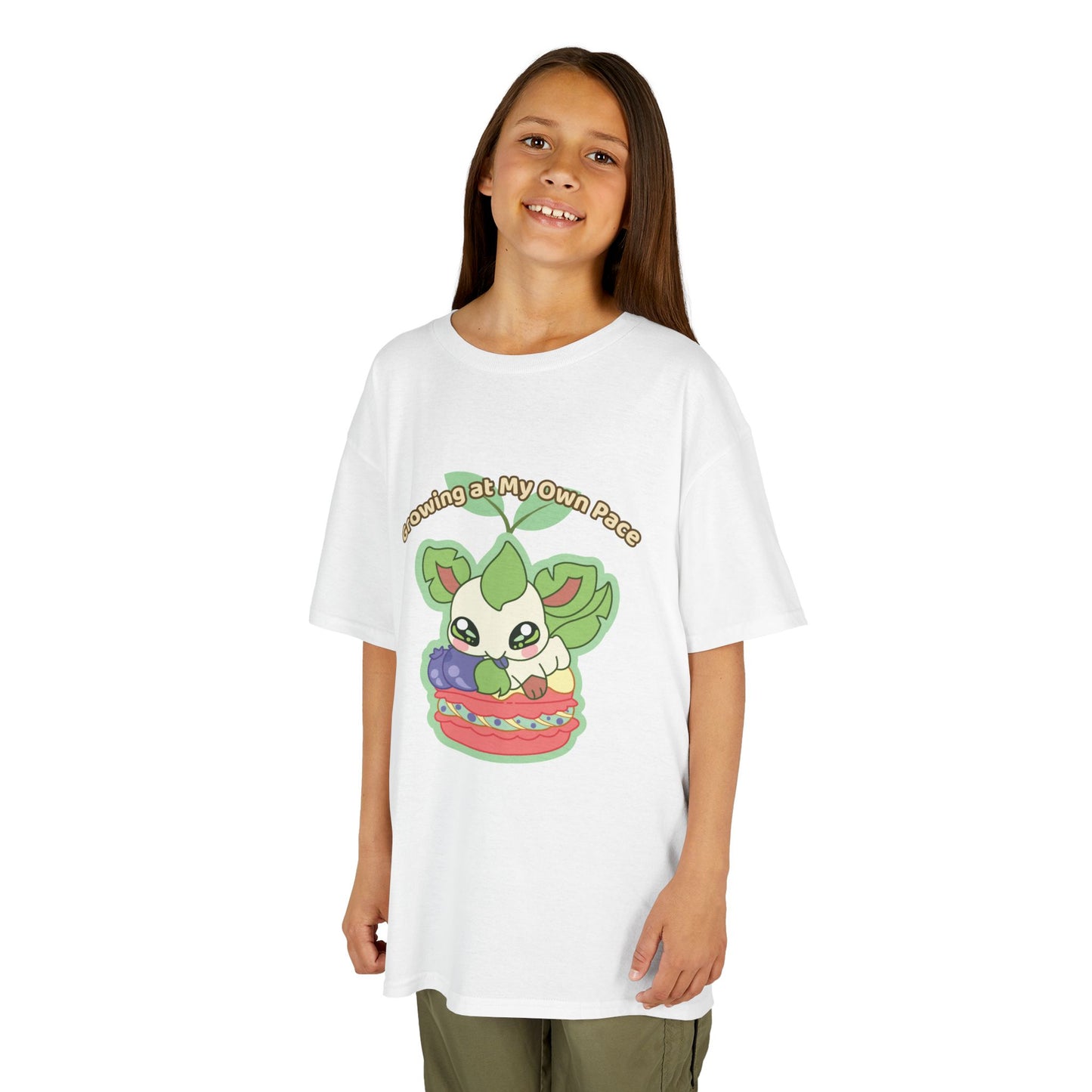 Kids Tee — Cute "Growing in My Own Pace" Leafberrycrisp Graphic