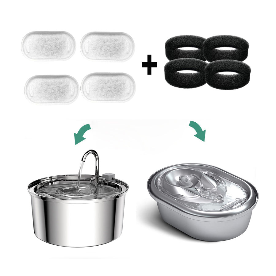Carbon Replacement Filters – Fits Stainless Steel Cat Water Fountains & Pet Dispensers (4 and 8-Pack)