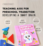 Magnetic Wooden Tangram Puzzle Book – 3D Montessori Educational Toy for Kids | STEM Learning & Intelligence Game