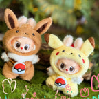 Kawaii Labubu Outfit Set – Pikachu & Eevee Style Clothes with Mini Backpack for Dolls