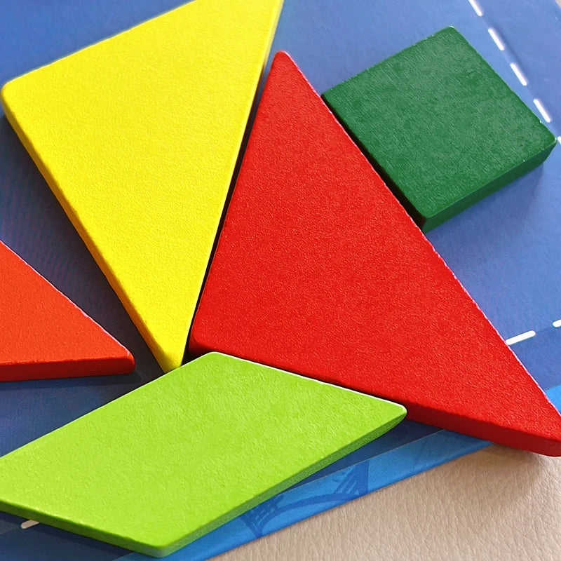 Magnetic Wooden Tangram Puzzle Book – 3D Montessori Educational Toy for Kids | STEM Learning & Intelligence Game