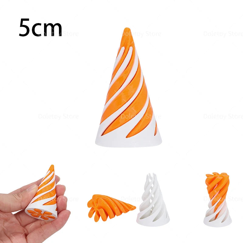 3D Printed Illusion Fidget Toy – Spiral Cone, Pyramid & Vortex Sculpture for Desk or Gift