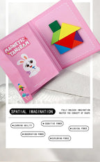 Magnetic Wooden Tangram Puzzle Book – 3D Montessori Educational Toy for Kids | STEM Learning & Intelligence Game