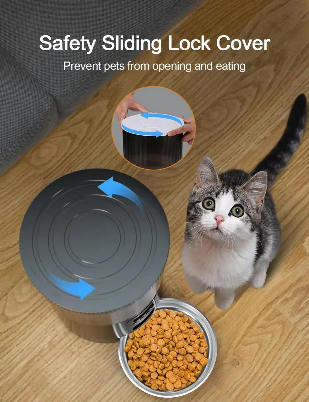 Smart Automatic Pet Feeder – Programmable Food Dispenser with Voice Recording & Remote Control for Cats & Dogs