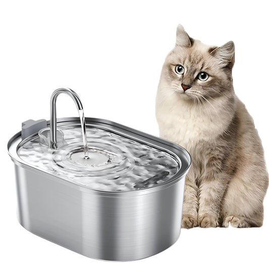 Stainless Steel Pet Water Fountain – Ultra-Quiet, Large Capacity, & Double Filtration