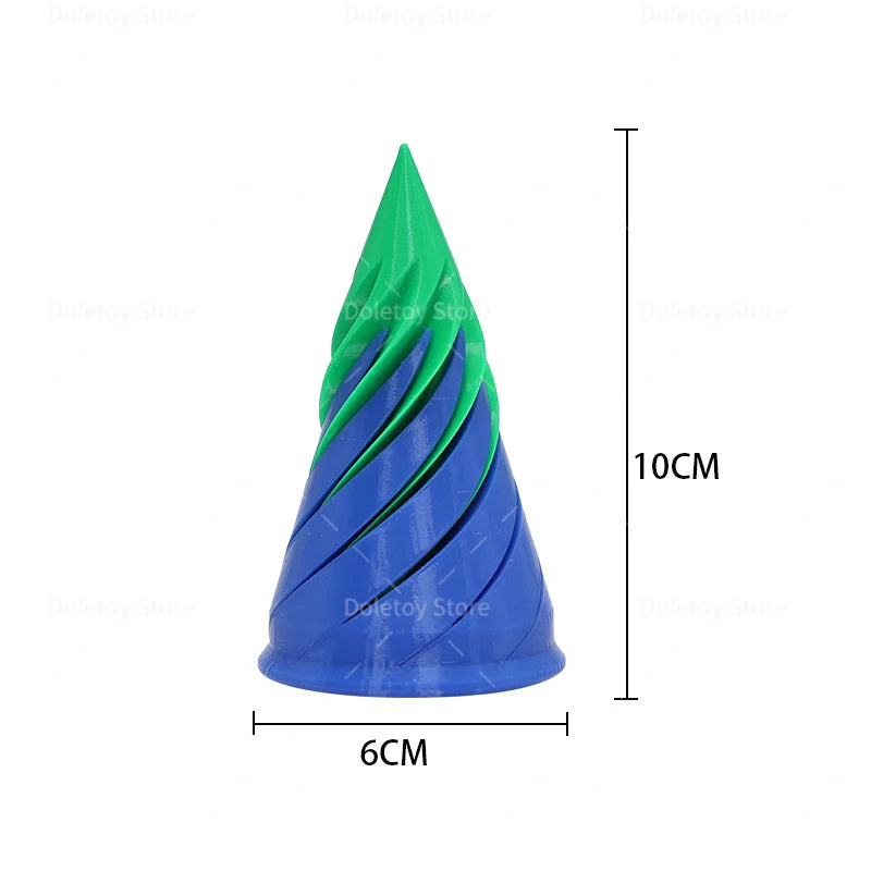 3D Printed Illusion Fidget Toy – Spiral Cone, Pyramid & Vortex Sculpture for Desk or Gift