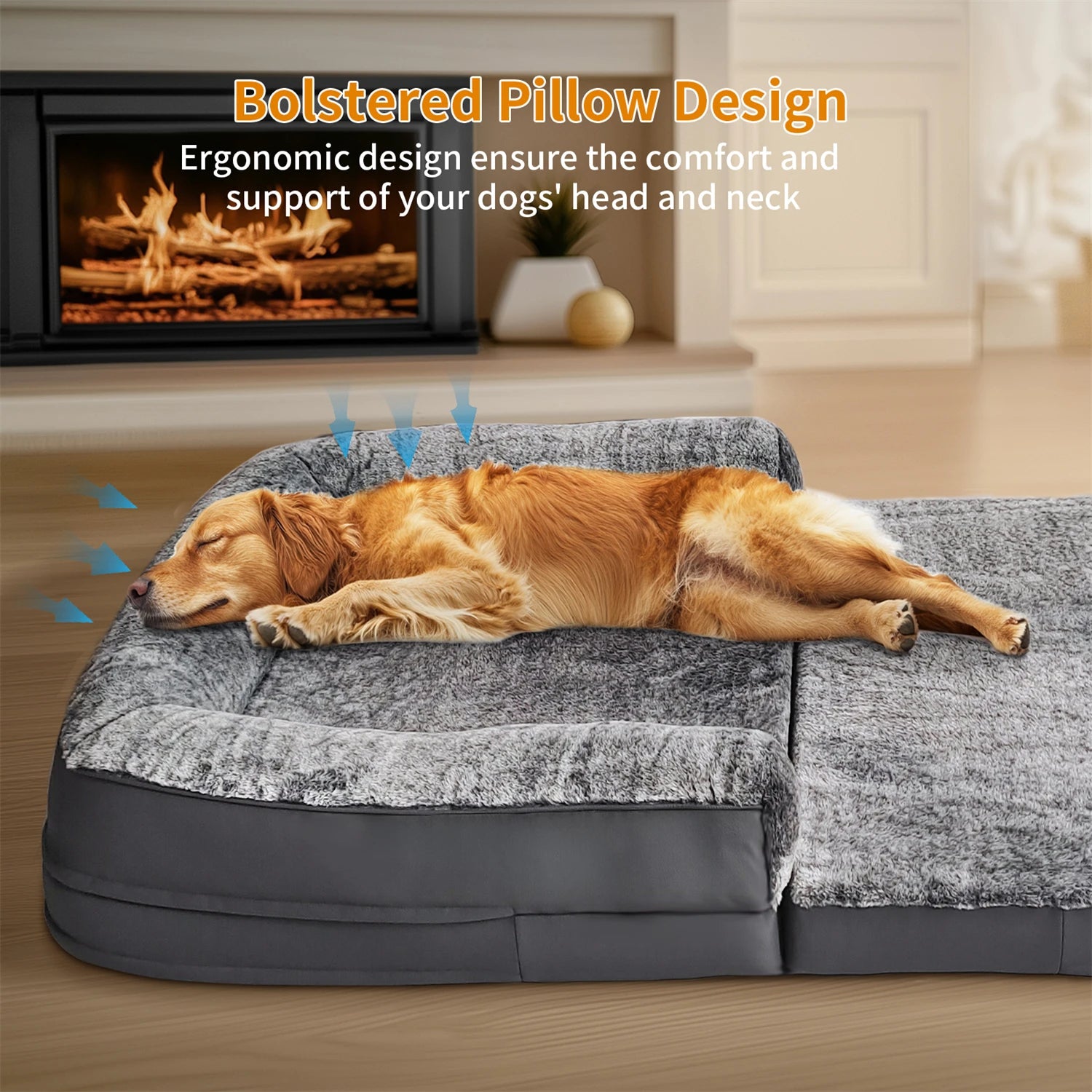 180cm Human-Size Dog Bed for Adults & Pets - Foldable Calming Plush Orthopedic