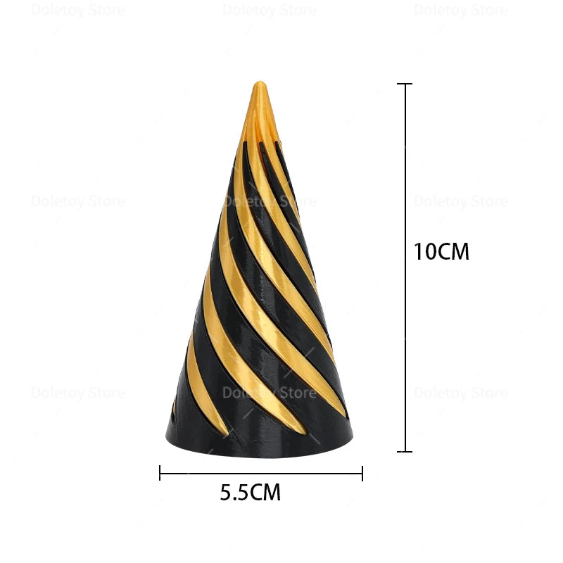 3D Printed Illusion Fidget Toy – Spiral Cone, Pyramid & Vortex Sculpture for Desk or Gift