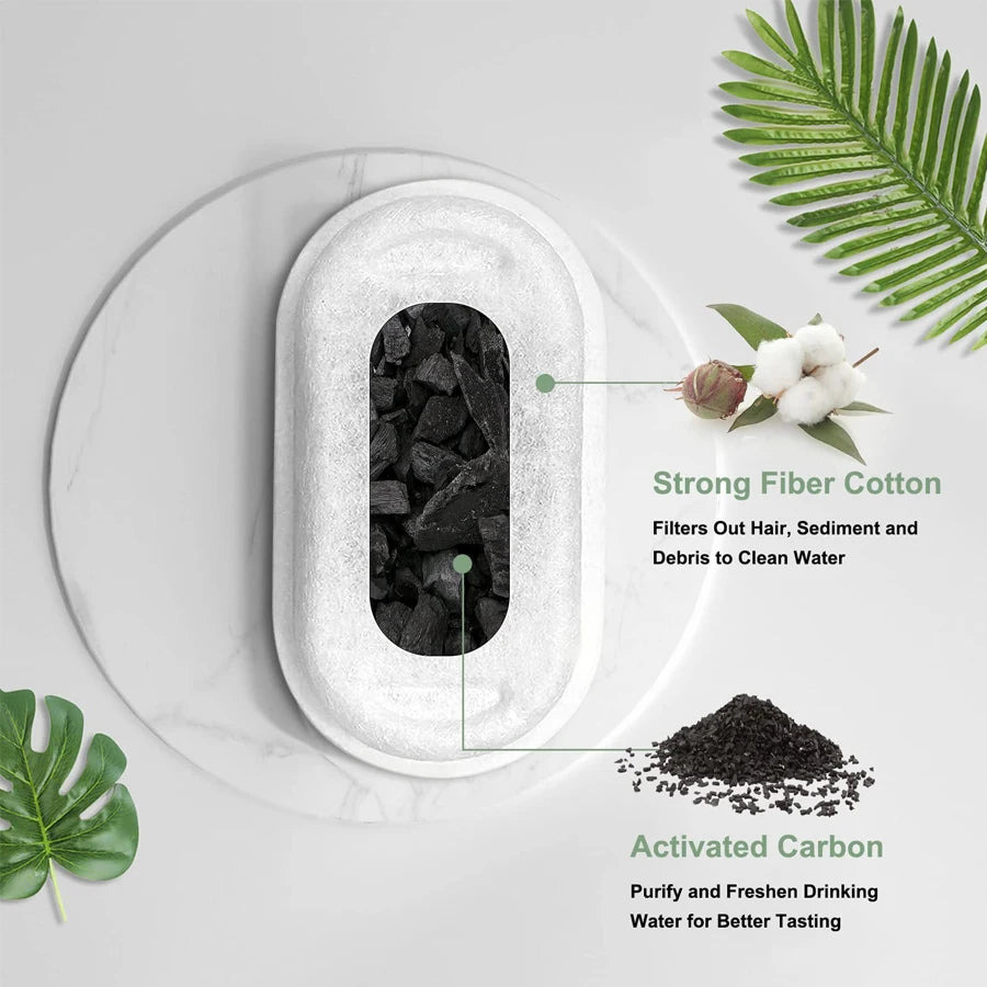 Carbon Replacement Filters – Fits Stainless Steel Cat Water Fountains & Pet Dispensers (4 and 8-Pack)