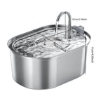 Stainless Steel Pet Water Fountain – Ultra-Quiet, Large Capacity, & Double Filtration