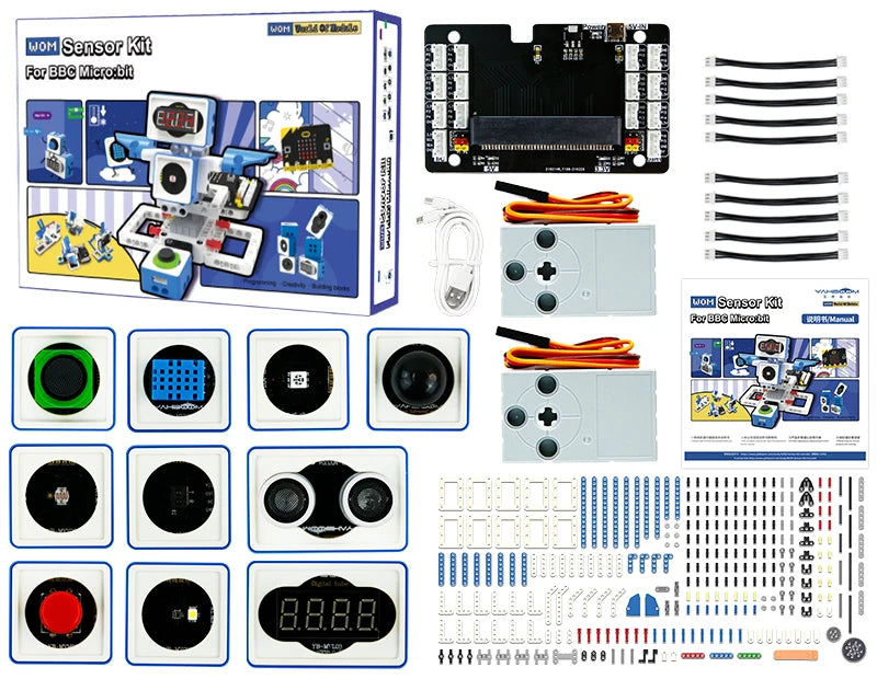 Microbit V2 Sensor Kit for Kids – STEM Coding Education, Programmable DIY Robot Projects, Supports MakeCode & Python