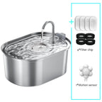 Stainless Steel Pet Water Fountain – Ultra-Quiet, Large Capacity, & Double Filtration