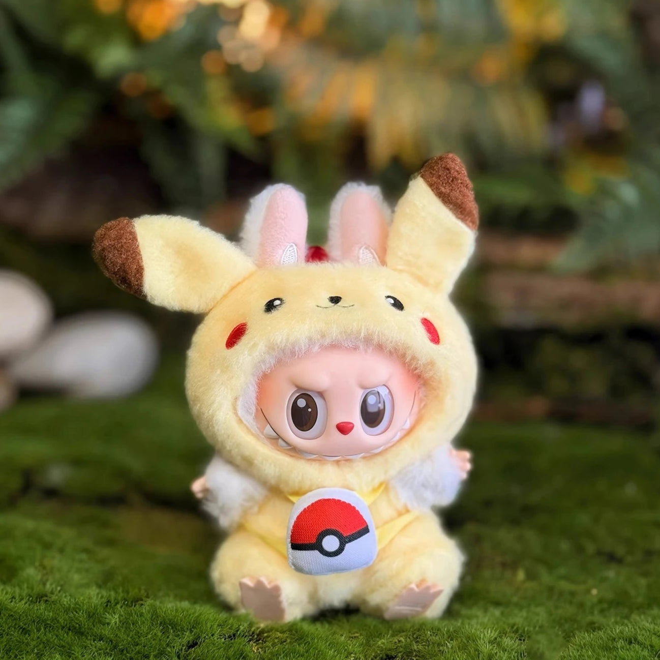 Kawaii Labubu Outfit Set – Pikachu & Eevee Style Clothes with Mini Backpack for Dolls