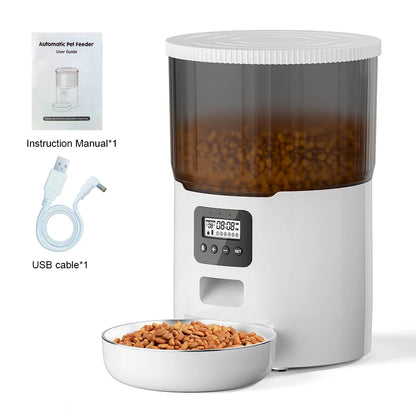 Smart Automatic Pet Feeder – Programmable Food Dispenser with Voice Recording & Remote Control for Cats & Dogs