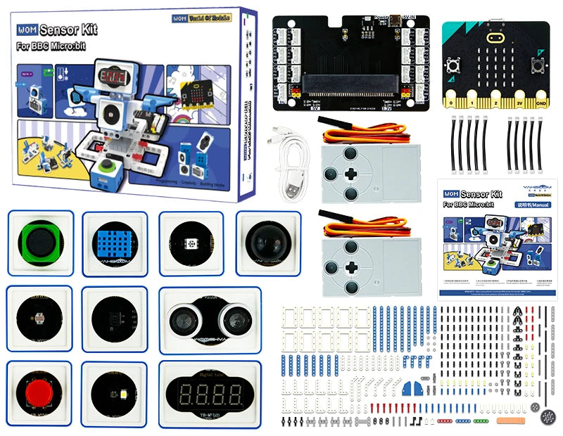 Microbit V2 Sensor Kit for Kids – STEM Coding Education, Programmable DIY Robot Projects, Supports MakeCode & Python