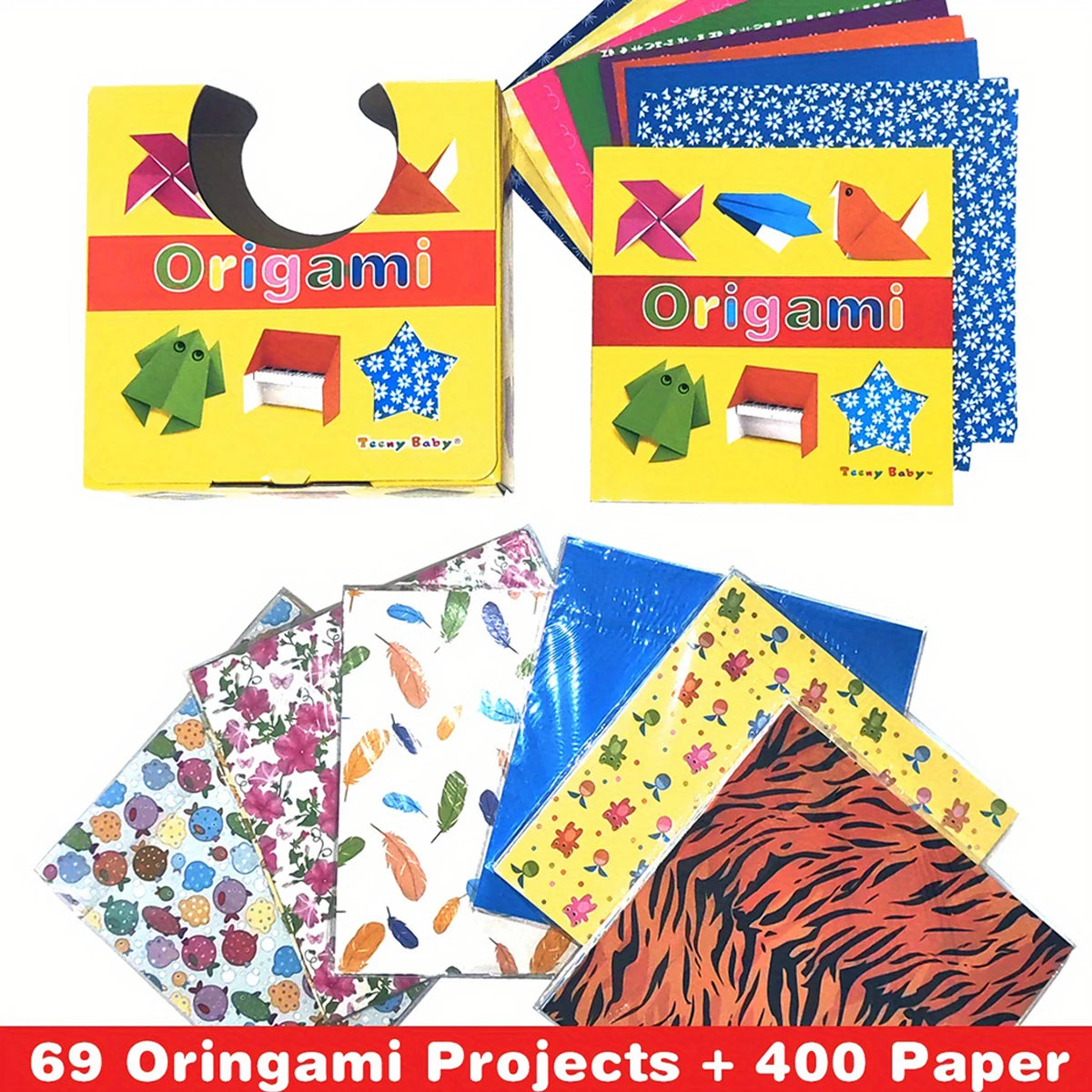 Origami Kit with 40/400 Sheets – Colorful Paper & Guide for Kids 4+