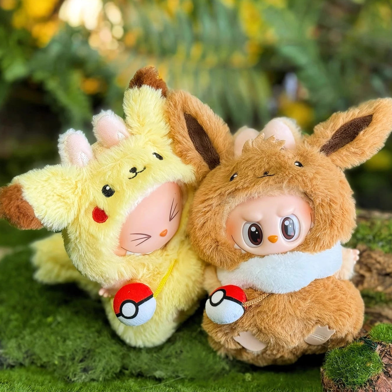 Kawaii Labubu Outfit Set – Pikachu & Eevee Style Clothes with Mini Backpack for Dolls