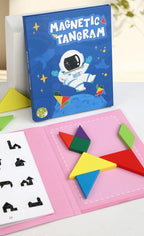 Magnetic Wooden Tangram Puzzle Book – 3D Montessori Educational Toy for Kids | STEM Learning & Intelligence Game