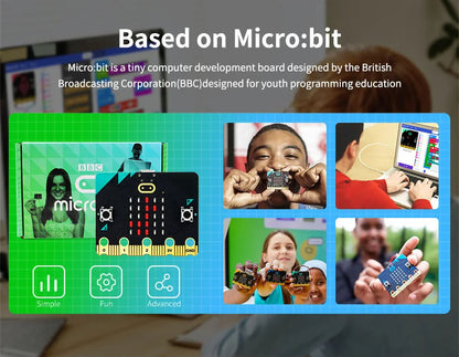 Microbit V2 Sensor Kit for Kids – STEM Coding Education, Programmable DIY Robot Projects, Supports MakeCode & Python